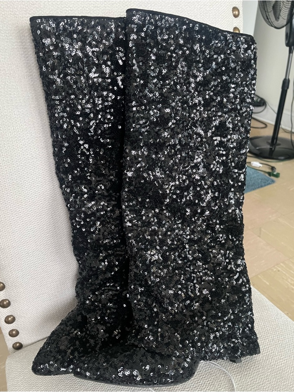 NWT Sequin Foldover Boots. Black sequin design w/ foldover "gaiter" style. - Picture 4 of 6